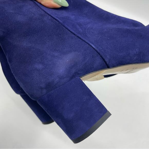 L’agence Jeanne Block Heel Bootie in Suede Midnight Navy Blue - Picture 7 of 8